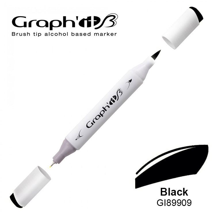 Μαρκαδόρος Οινοπνεύματος Διπλή Μύτη Πινέλο 9909 Black Graph It OZ